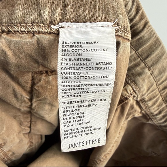 JAMES PERSE.ZIP POCKET UTILITY CARGO PANT JOGGER TAN SIZE 2 M  WSPS1954 Military - Picture 9 of 14